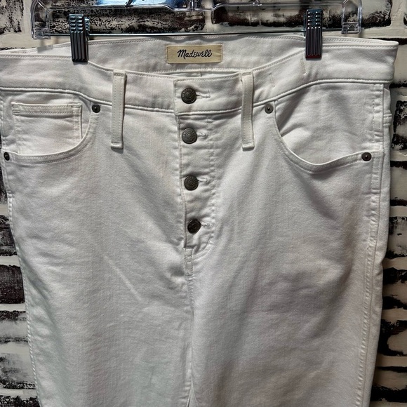 Madewell White Button Fly High Rise Crop Jeans Size 32 - Picture 4 of 6